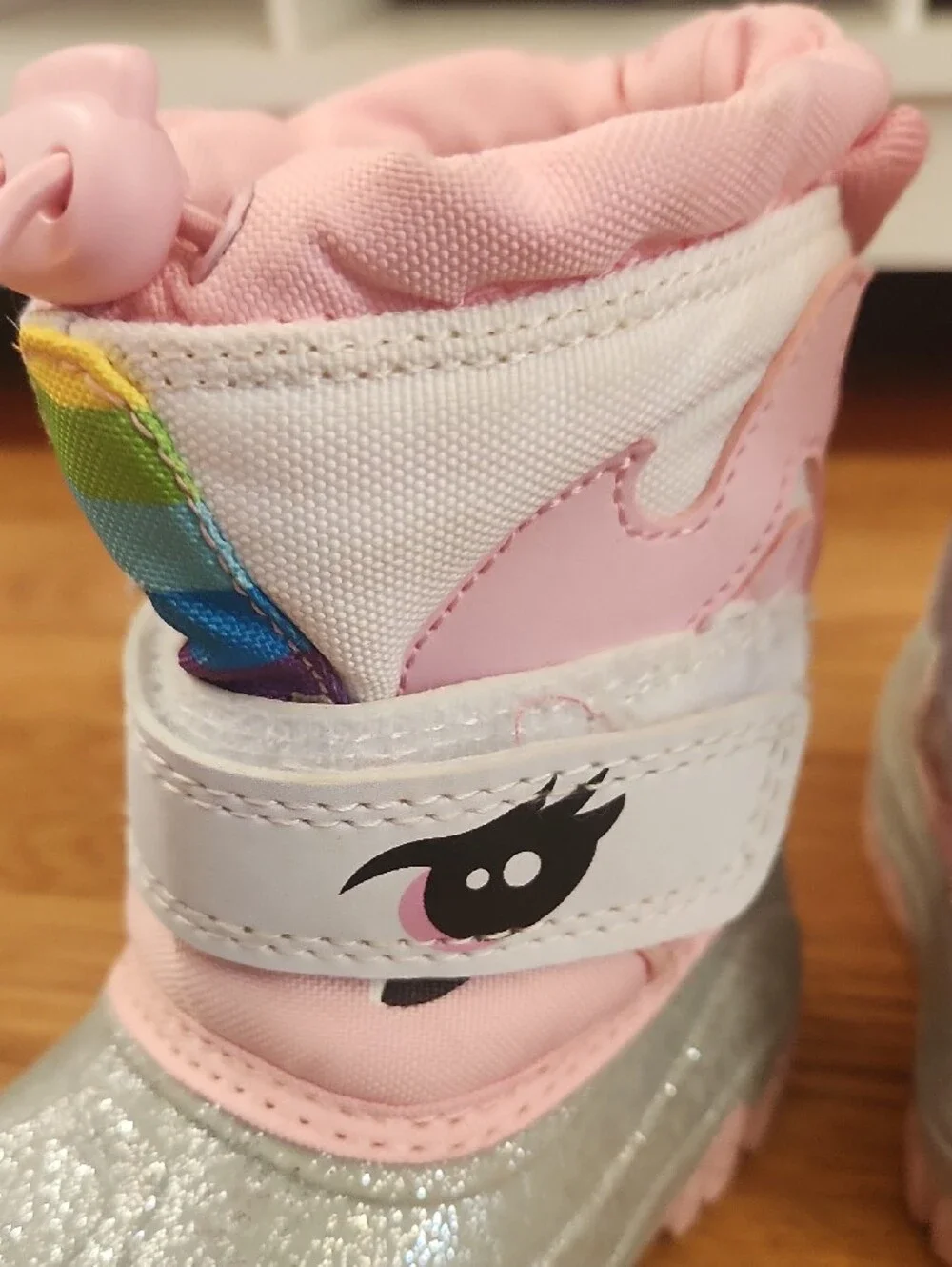 Cat & Jack Pink Unicorn Glitter Rain & Snow Boots with Rainbow Ears